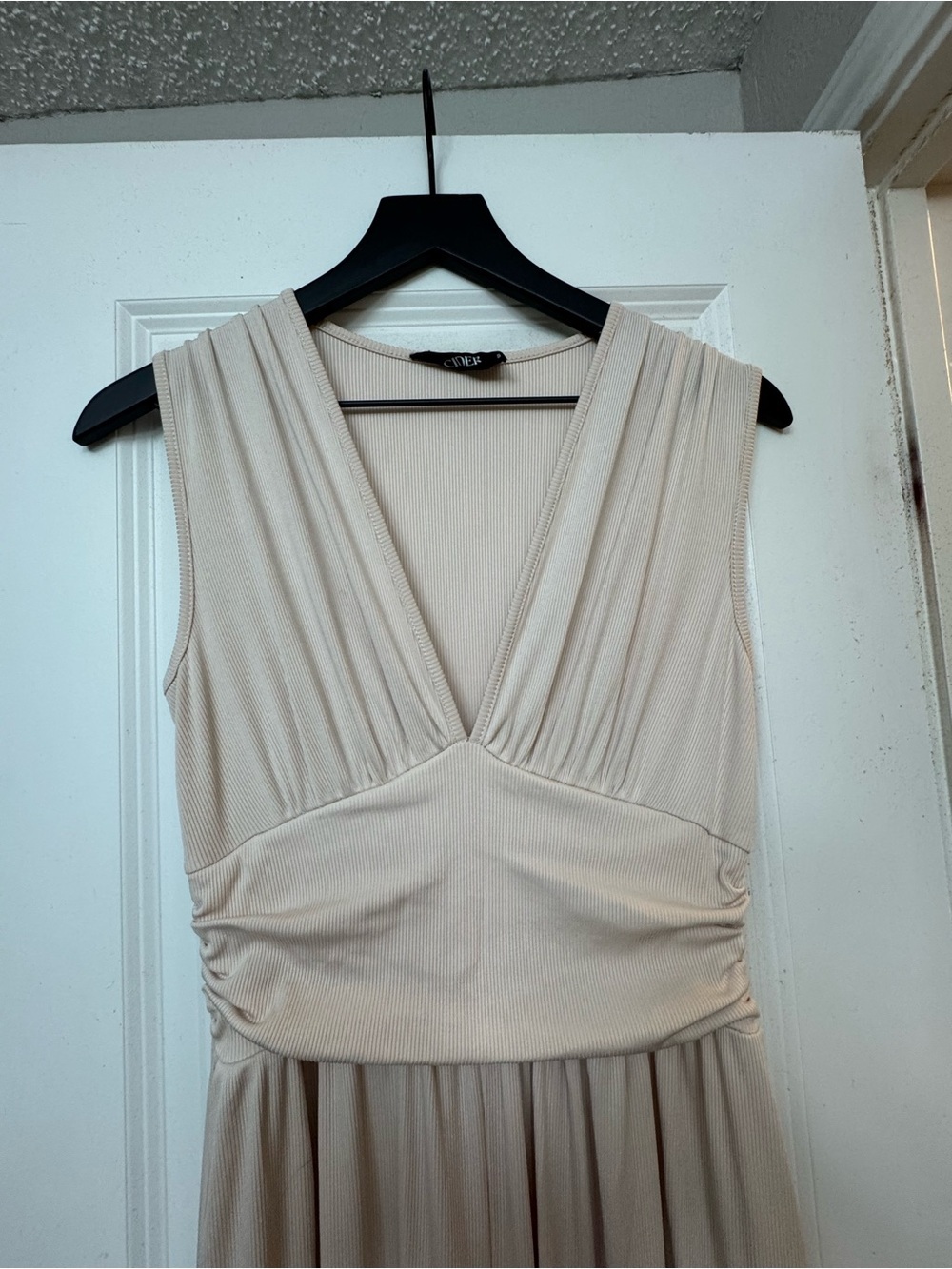 Cider Sleeveless V-Neck jumpsuit in Light Beige